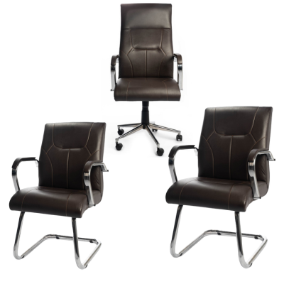 Ensemble de Fauteuil TONINO MARRON en similicuir Réf A0926