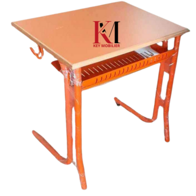 Table Scolaire individuelle piètement L avec casier métallique